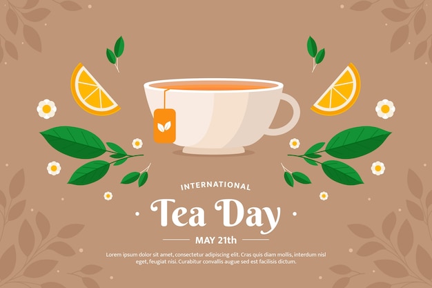 Fondo plano del día internacional del té