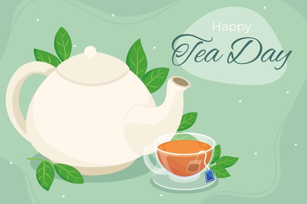 Fondo plano del día internacional del té