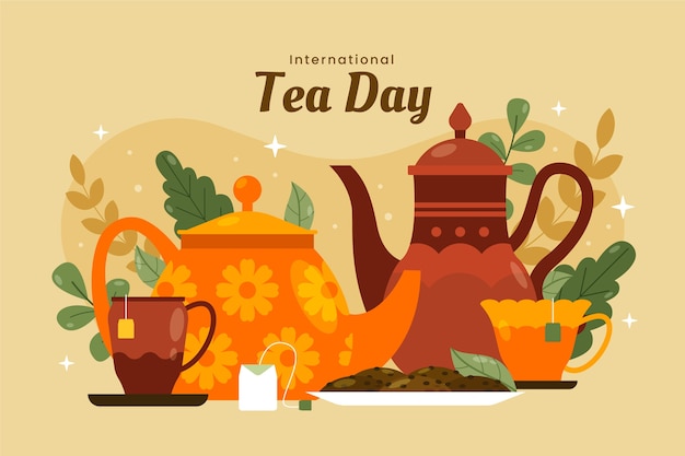 Fondo plano del día internacional del té