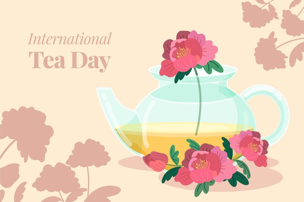 Fondo plano del día internacional del té