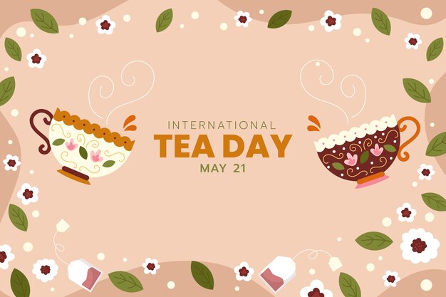 Fondo plano del día internacional del té