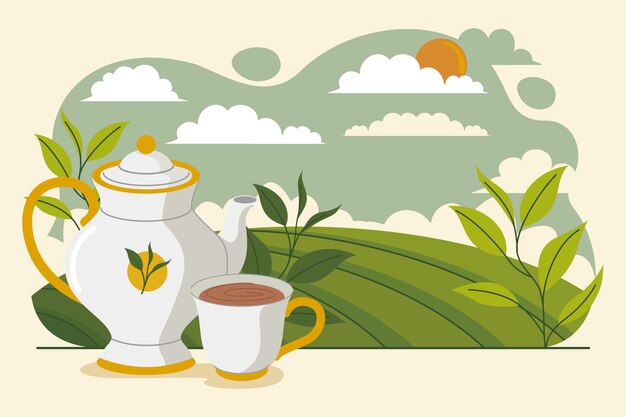 Fondo plano del día internacional del té