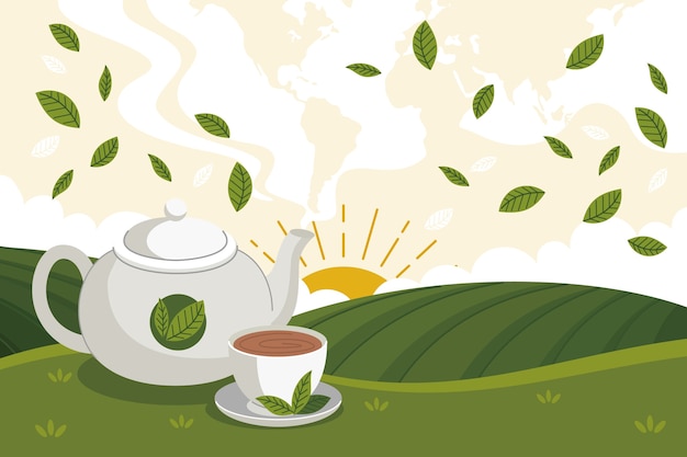 Fondo plano del día internacional del té