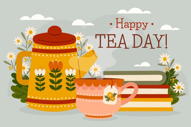 Fondo plano del día internacional del té
