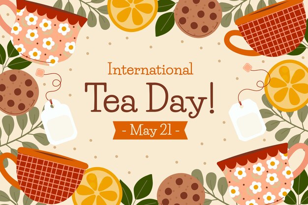 Fondo plano del día internacional del té