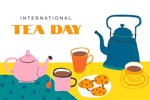 Fondo plano del día internacional del té