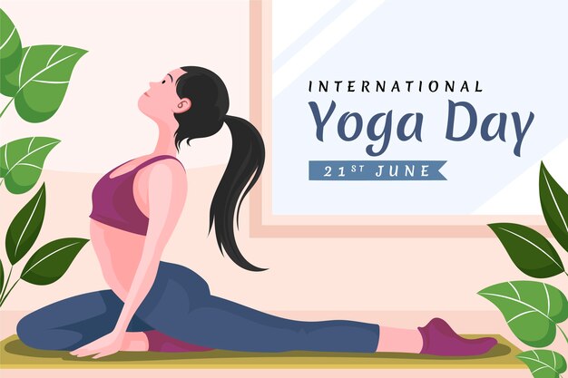 Vector gratuito fondo plano del día internacional del yoga