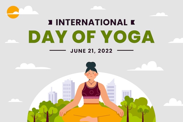 Vector gratuito fondo plano del día internacional del yoga