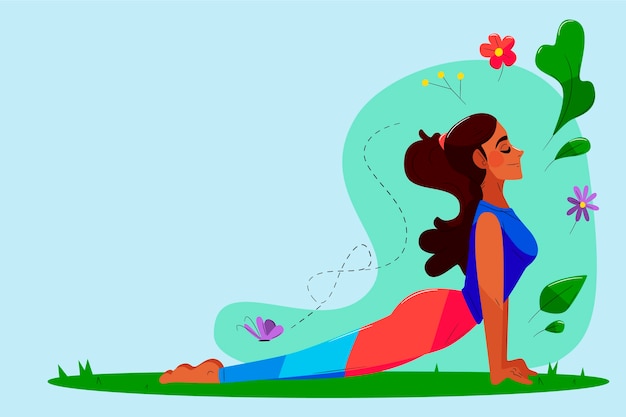 Vector gratuito fondo plano del día internacional del yoga