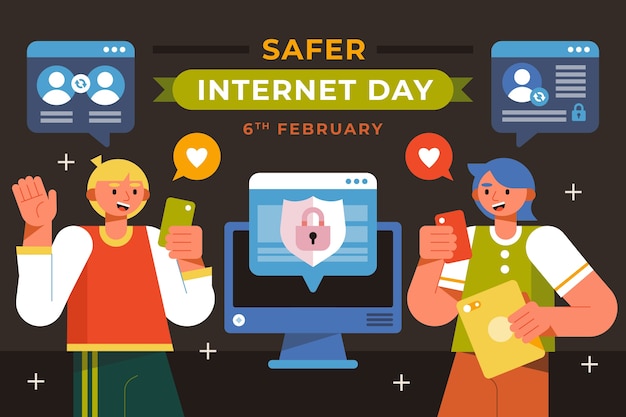 Fondo plano para el día de Internet más seguro