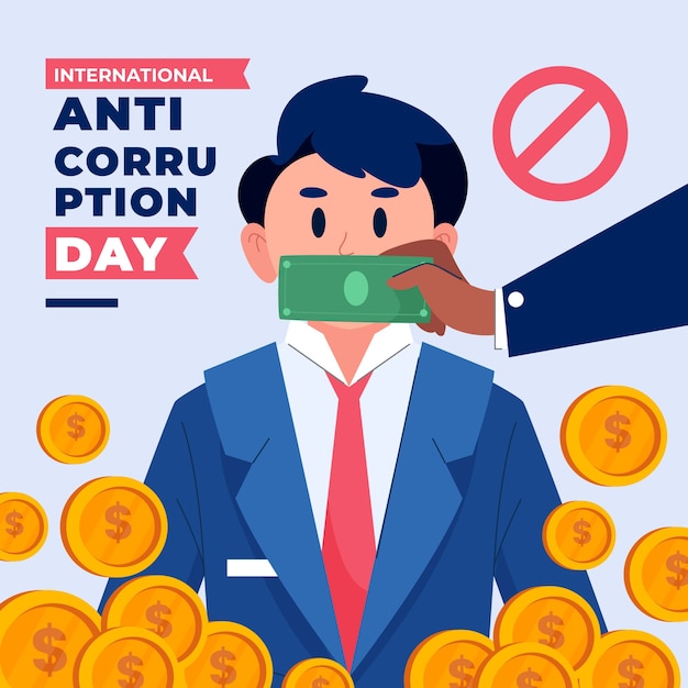 Vector gratuito fondo plano del día de la lucha contra la corrupción