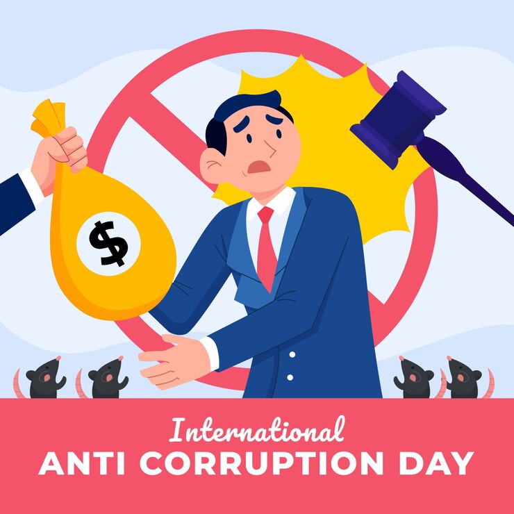 Vector gratuito fondo plano del día de la lucha contra la corrupción