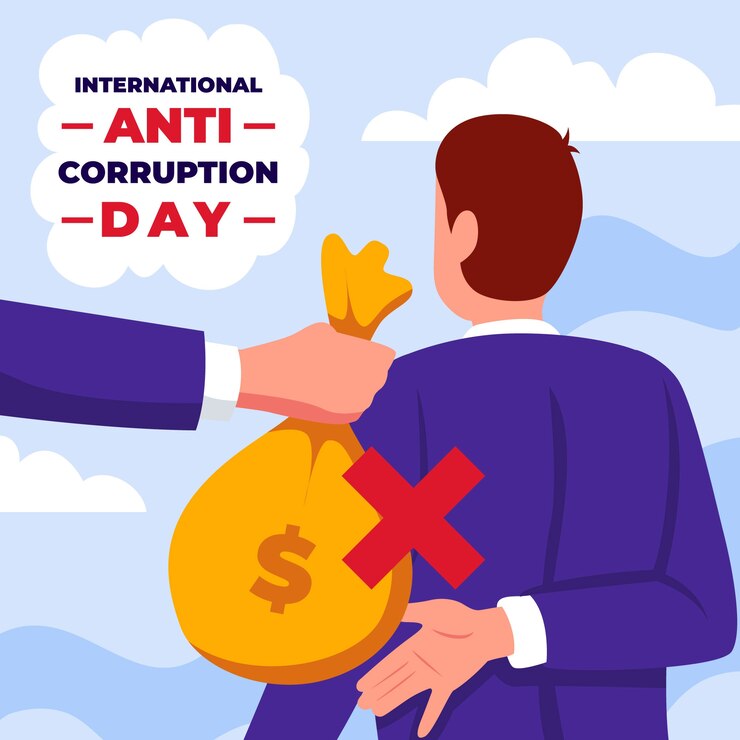 Vector gratuito fondo plano del día de la lucha contra la corrupción