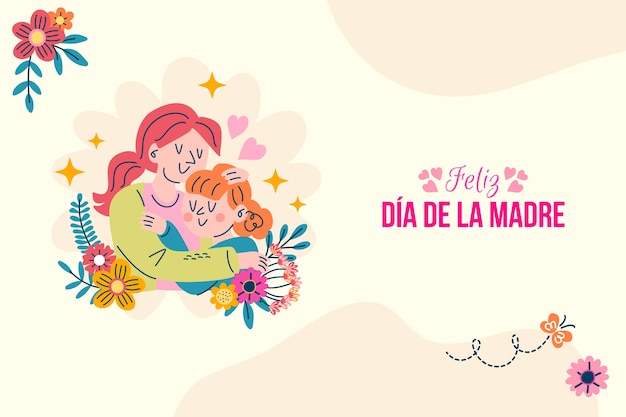 Vector gratuito fondo plano del día de la madre en español