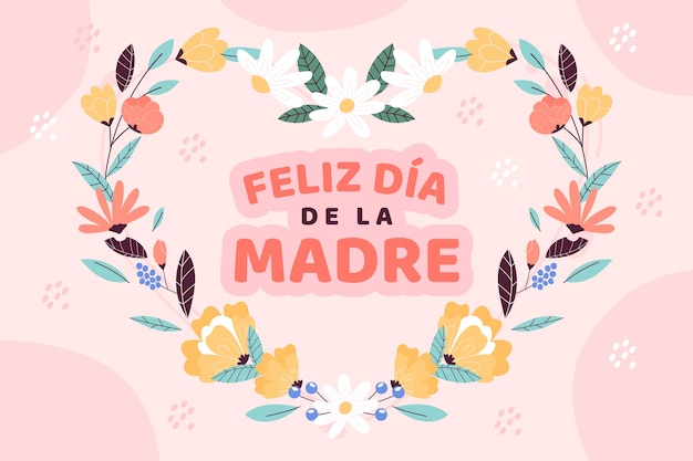 Vector gratuito fondo plano del día de la madre en español