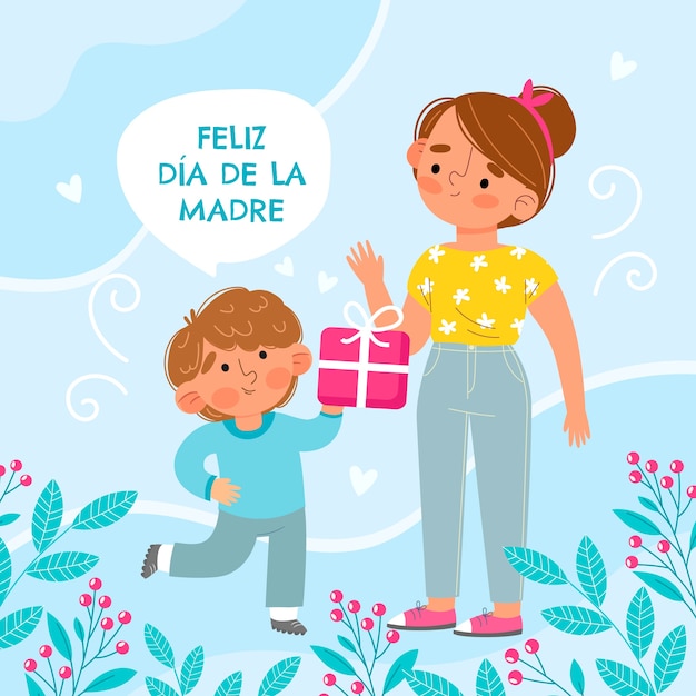 Vector gratuito fondo plano del día de la madre en español