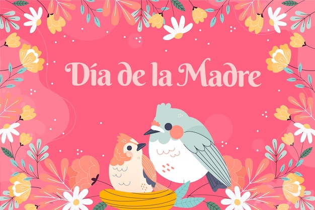 Vector gratuito fondo plano del día de la madre en español