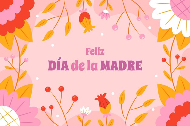 Vector gratuito fondo plano del día de la madre en español