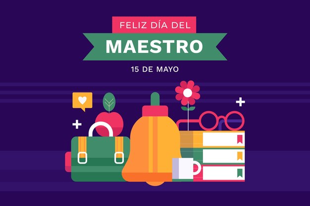 Fondo plano del día del maestro en español
