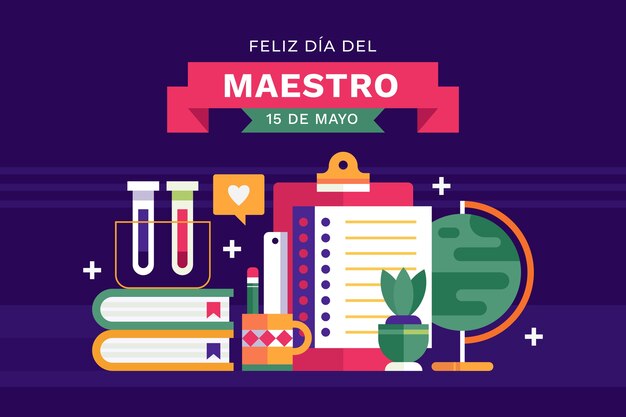 Fondo plano del día del maestro en español