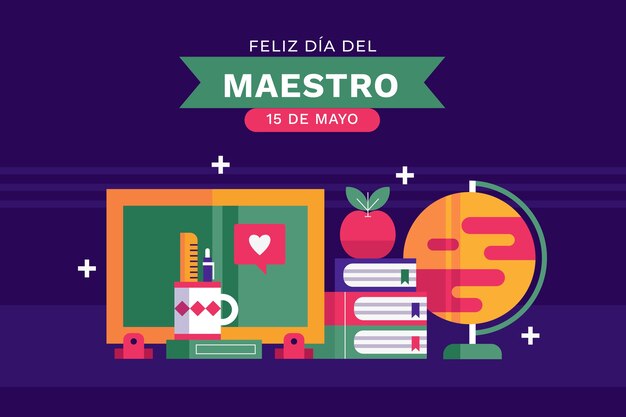 Fondo plano del día del maestro en español