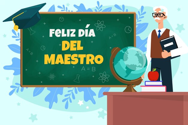 Fondo plano del día del maestro en español