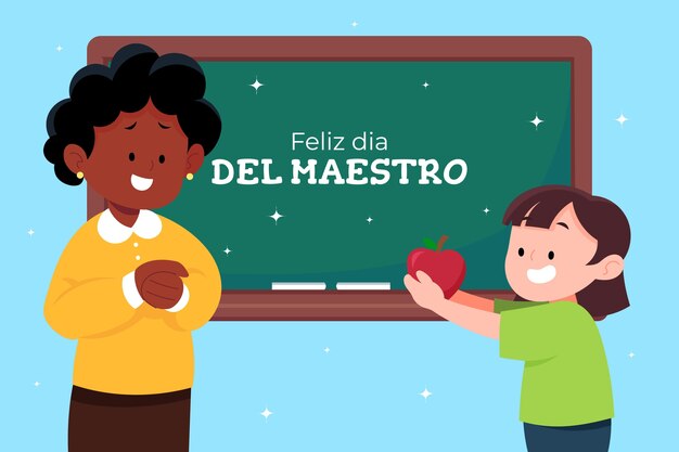 Fondo plano del día del maestro en español