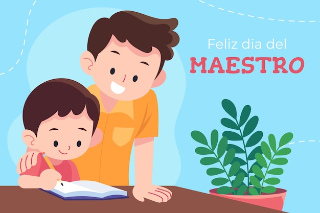 Fondo plano del día del maestro en español