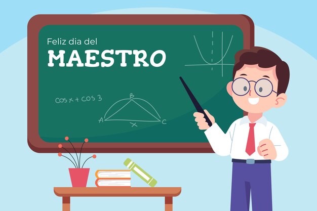 Fondo plano del día del maestro en español