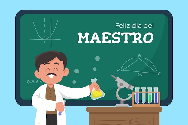 Fondo plano del día del maestro en español