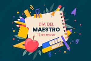 Vector gratuito fondo plano del día del maestro en español