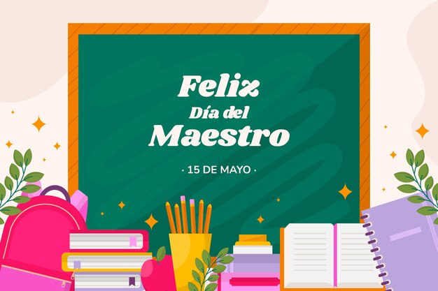 Fondo plano del día del maestro en español