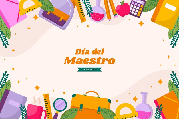 Fondo plano del día del maestro en español