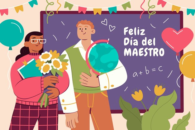 Fondo plano del día del maestro en español