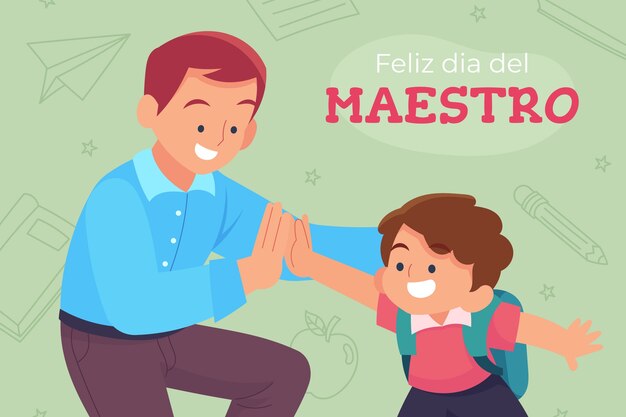 Fondo plano del día del maestro en español