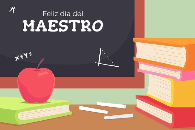 Fondo plano del día del maestro en español
