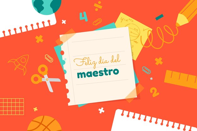 Fondo plano del día del maestro en español