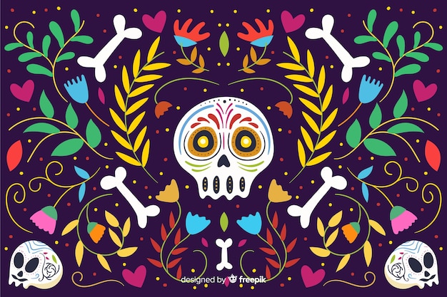 Fondo plano del día de los muertos