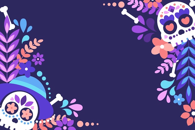 Vector gratuito fondo plano dia de muertos