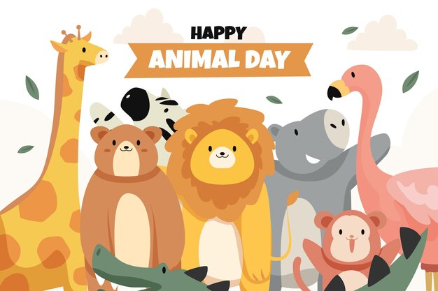 Fondo plano del día mundial de los animales.