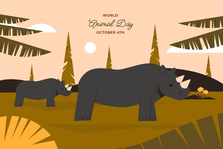 Vector gratuito fondo plano del día mundial de los animales.
