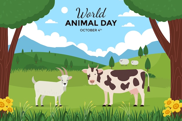 Vector gratuito fondo plano del día mundial de los animales