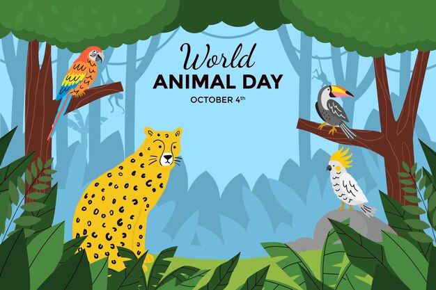 Fondo plano del día mundial de los animales.