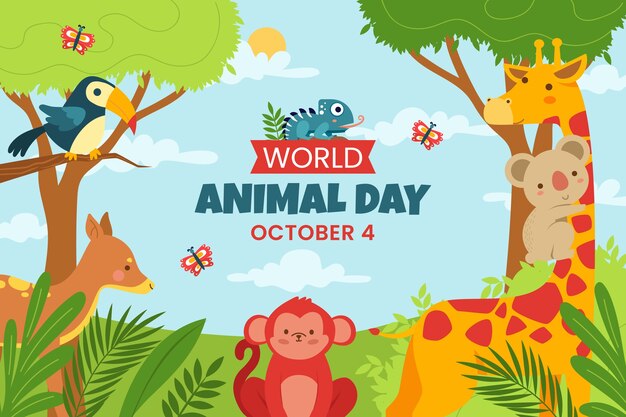 Fondo plano del día mundial de los animales