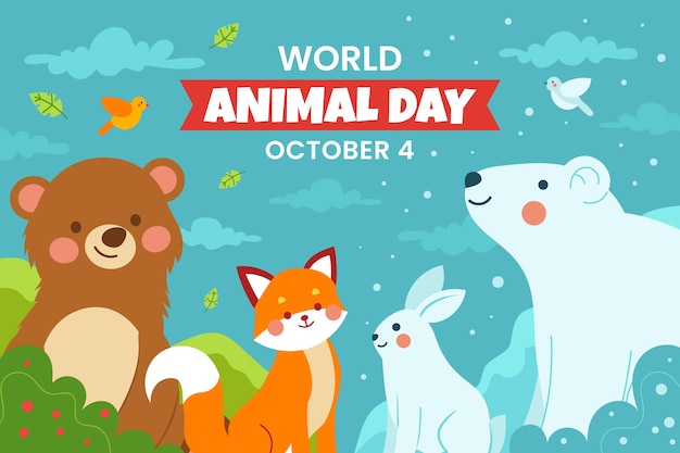 Fondo plano del día mundial de los animales