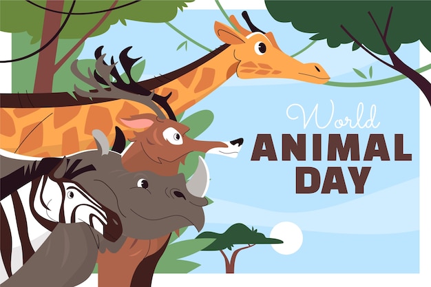 Vector gratuito fondo plano del día mundial de los animales