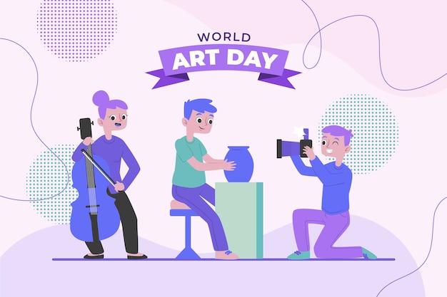 Vector gratuito fondo plano del día mundial del arte