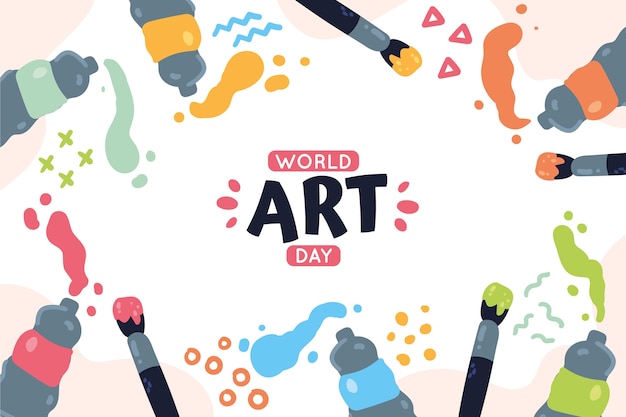 Vector gratuito fondo plano del día mundial del arte