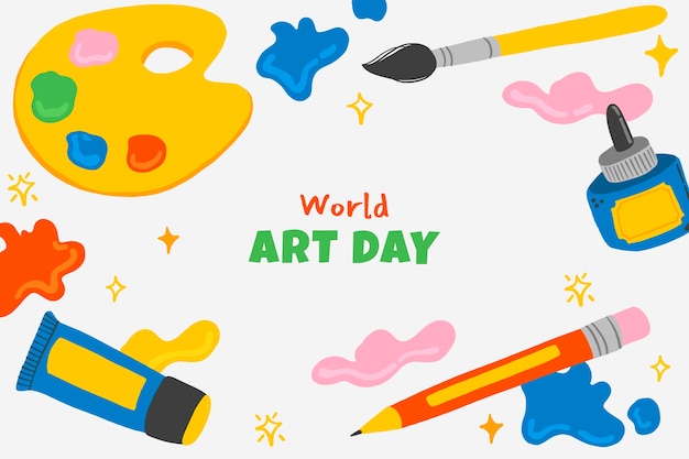 Vector gratuito fondo plano del día mundial del arte
