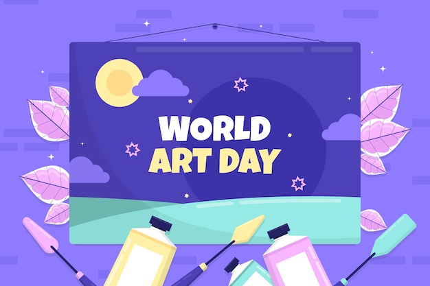 Vector gratuito fondo plano del día mundial del arte